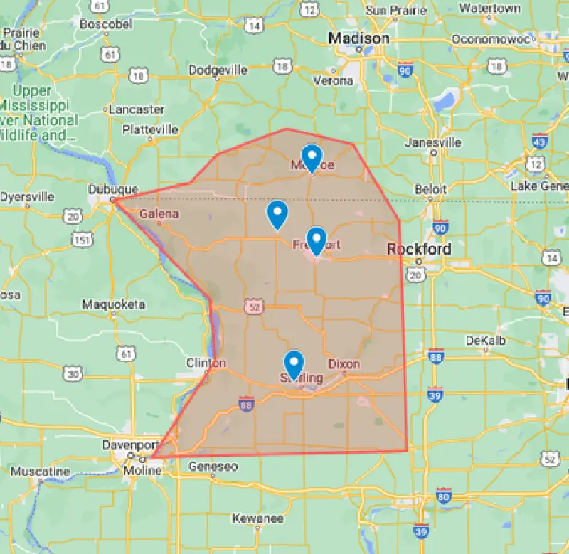 Loescher HVAC service area map