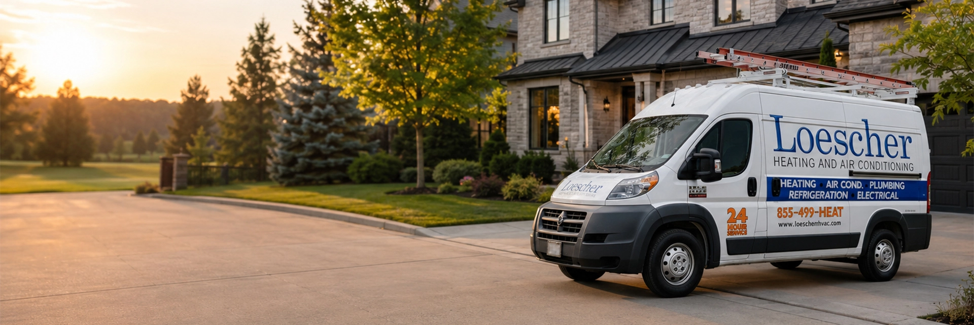 Loescher hvac van in homeowners driveway