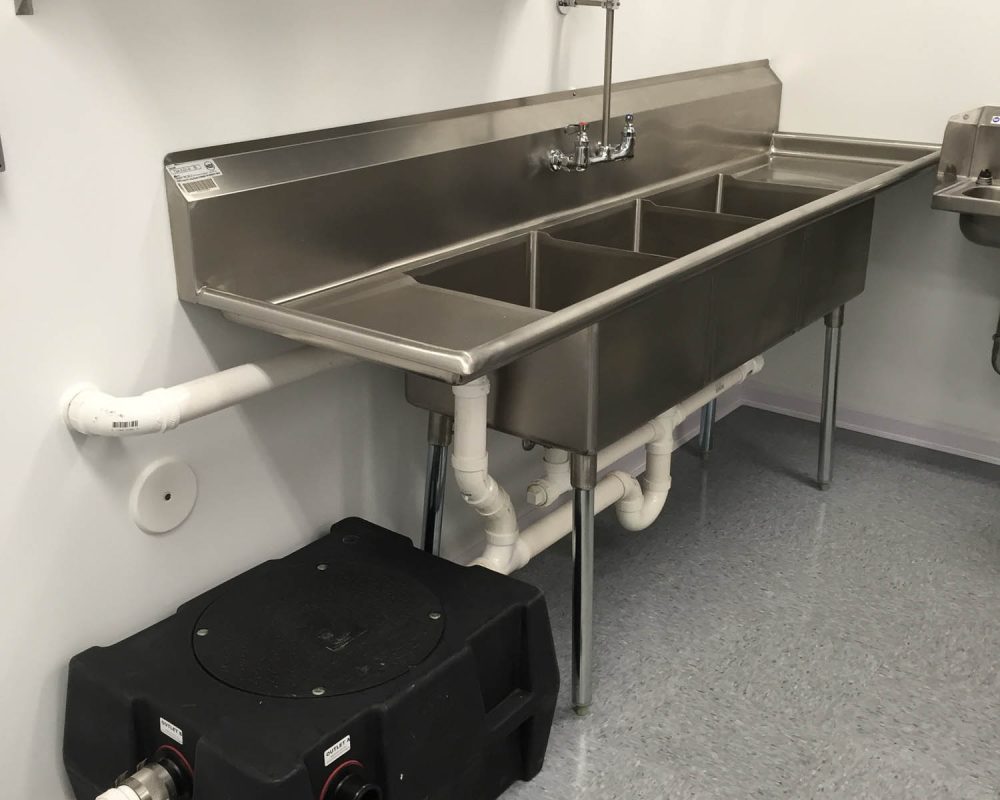 commercial plumbing installation of a sink